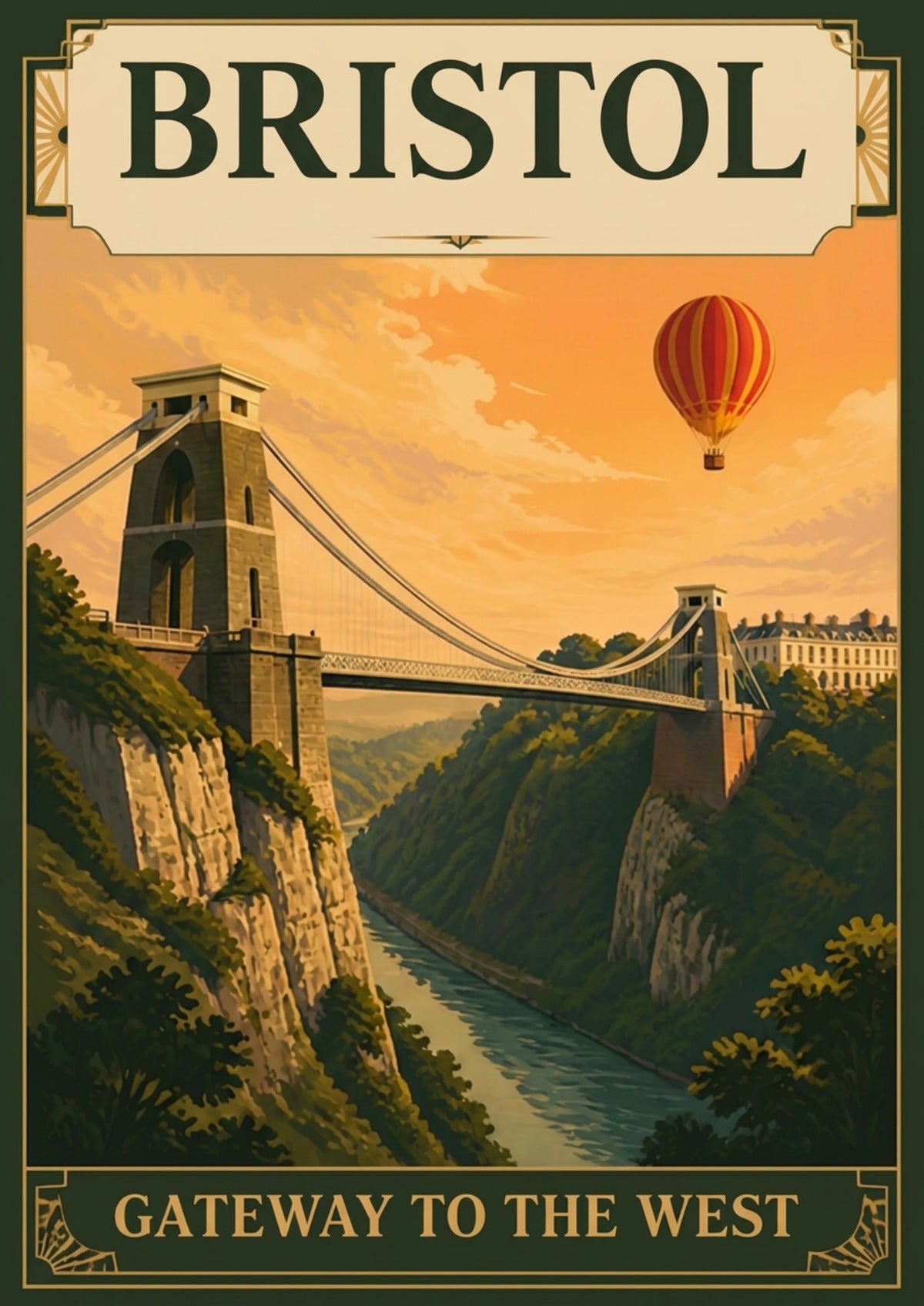 Clifton Suspension Bridge Bristol travel poster