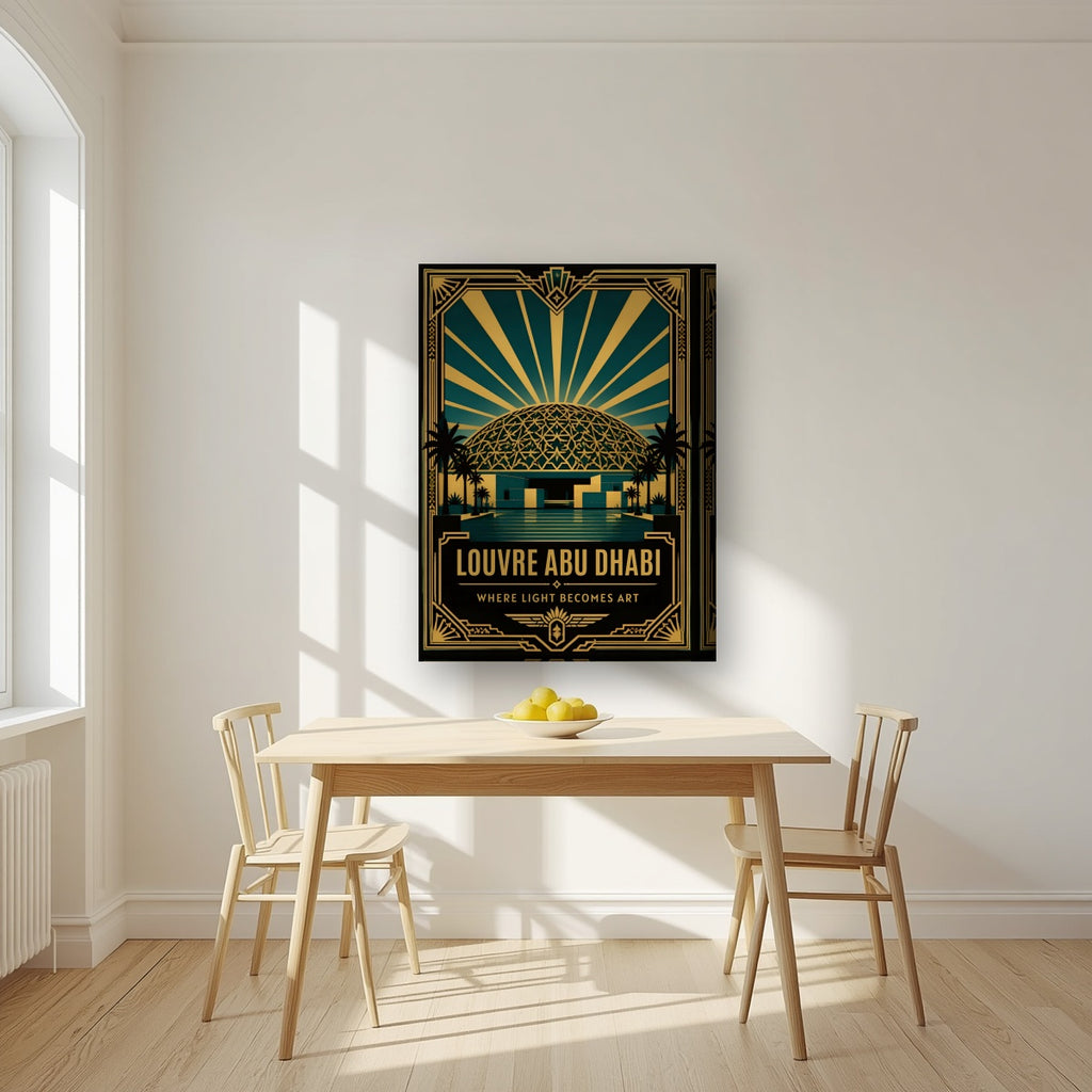 Dome of Light on a thick-edge canvas, above a dining table in a bright kitchen