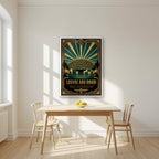 Dome of Light in a white frame, above a dining table in a bright kitchen