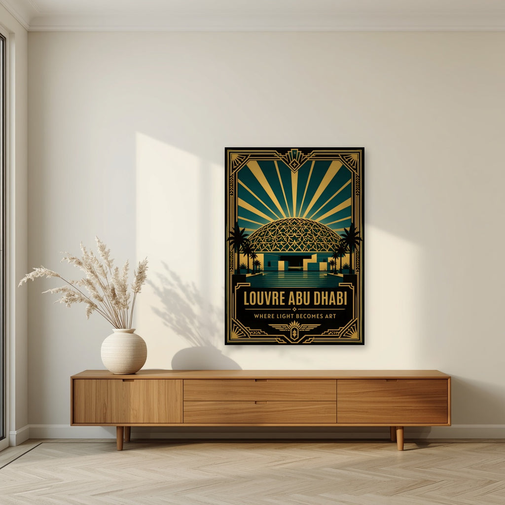 Dome of Light as an unframed print, above a walnut sideboard in a living room