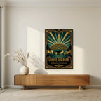 Dome of Light as an unframed print, above a walnut sideboard in a living room