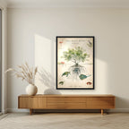 Eastern Mangrove in a black frame, above a walnut sideboard in a living room