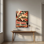 Full Throttle on a thick-edge canvas, above an oak writing desk