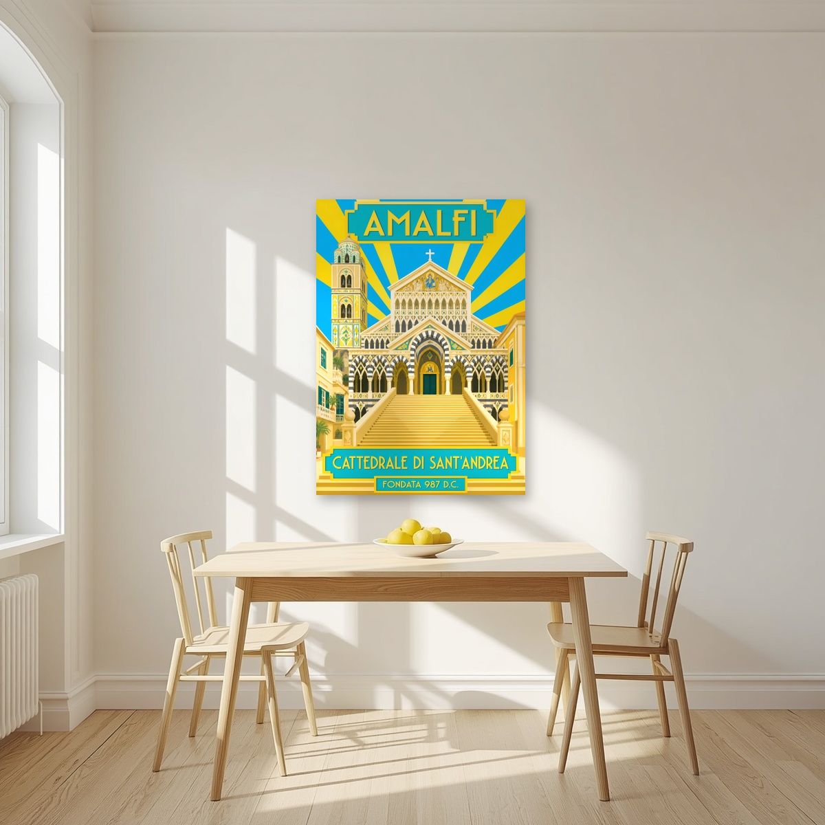 Cattedrale Di Sant'Andrea — Amalfi Coast art print, unframed poster, styled in a kitchen
