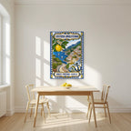 Ceramica Blu — Amalfi Coast art print, unframed poster, styled in a kitchen