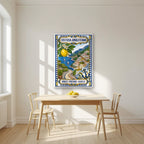 Ceramica Blu — Amalfi Coast art print, in a white frame, styled in a kitchen