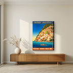 Positano — Amalfi Coast art print, on thick canvas, styled in a living room