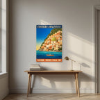 Positano — Amalfi Coast art print, unframed poster, styled in a desk