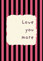 Love You More – Midnight Stripe art print: the words Love you more hand-lettered on torn cream paper over midnight navy stripes