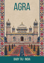Baby Taj Agra art print, folk block print of Itimad-ud-Daulah
