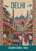 Chandni Chowk Delhi art print, block print of the old bazaar