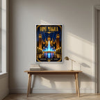 Font Màgica — Barcelona art print, in a white frame, styled in a desk