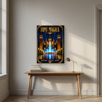 Font Màgica — Barcelona art print, on slim canvas, styled in a desk