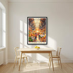 Mercat de la Boqueria — Barcelona art print, in a black frame, styled in a kitchen