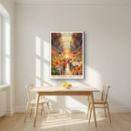 Mercat de la Boqueria — Barcelona art print, on slim canvas, styled in a kitchen