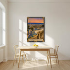 Park Güell — Barcelona art print, unframed poster, styled in a kitchen
