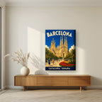 Sagrada Família — Barcelona art print, on thick canvas, styled in a living room
