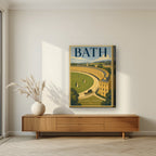 The Royal Crescent on a thick-edge canvas, above a walnut sideboard in a living room