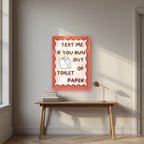 Text Me If You Run Out of Toilet Paper – Coral Clay art print, as an acrylic print, styled in a desk