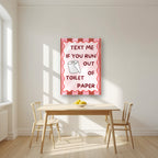 Text Me If You Run Out of Toilet Paper – Terracotta Stripe art print, as an acrylic print, styled in a kitchen