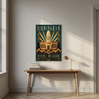 Chamberlain Square — Birmingham art print, unframed poster, styled in a desk