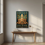 Chamberlain Square — Birmingham art print, on slim canvas, styled in a desk