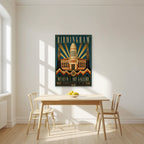 Chamberlain Square — Birmingham art print, unframed poster, styled in a kitchen