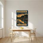 Gas Street Basin — Birmingham art print, on slim canvas, styled in a kitchen
