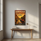 More Canals Than Venice — Birmingham art print, unframed poster, styled in a desk