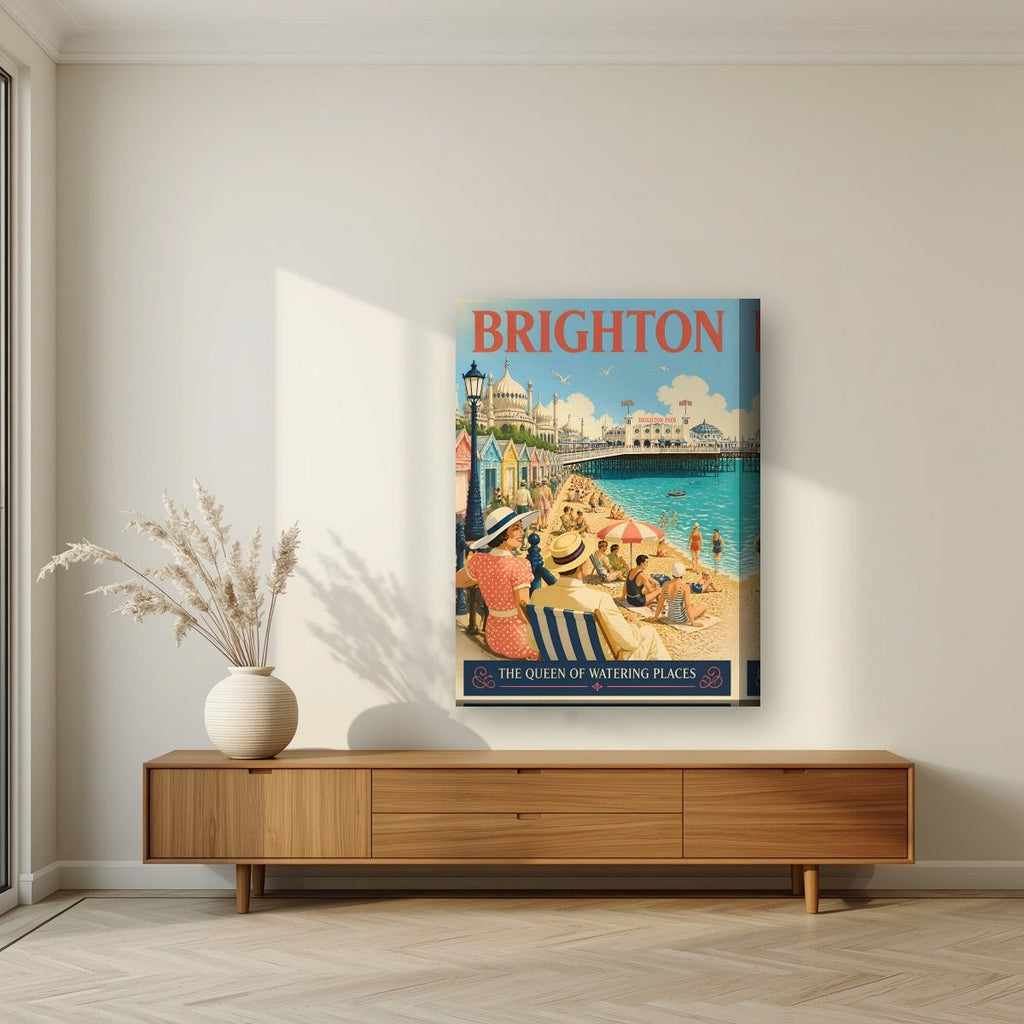 Queen Of Watering Places — Brighton art print, on thick canvas, styled in a living room