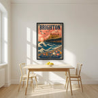 The Great Wave — Brighton art print, in a black frame, styled in a kitchen