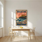 The Great Wave — Brighton art print, in an oak frame, styled in a kitchen