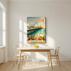 The Palace Pier — Brighton art print, on slim canvas, styled in a kitchen