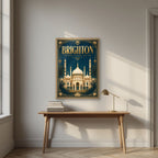 The Royal Pavilion — Brighton art print, in an oak frame, styled in a desk