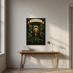Botanic Garden as an unframed print, above an oak writing desk