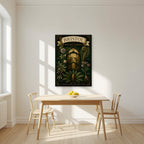 Botanic Garden as an unframed print, above a dining table in a bright kitchen