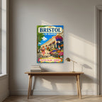 Clifton Village as an unframed print, above an oak writing desk