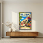 Clifton Village in an oak frame, above a walnut sideboard in a living room