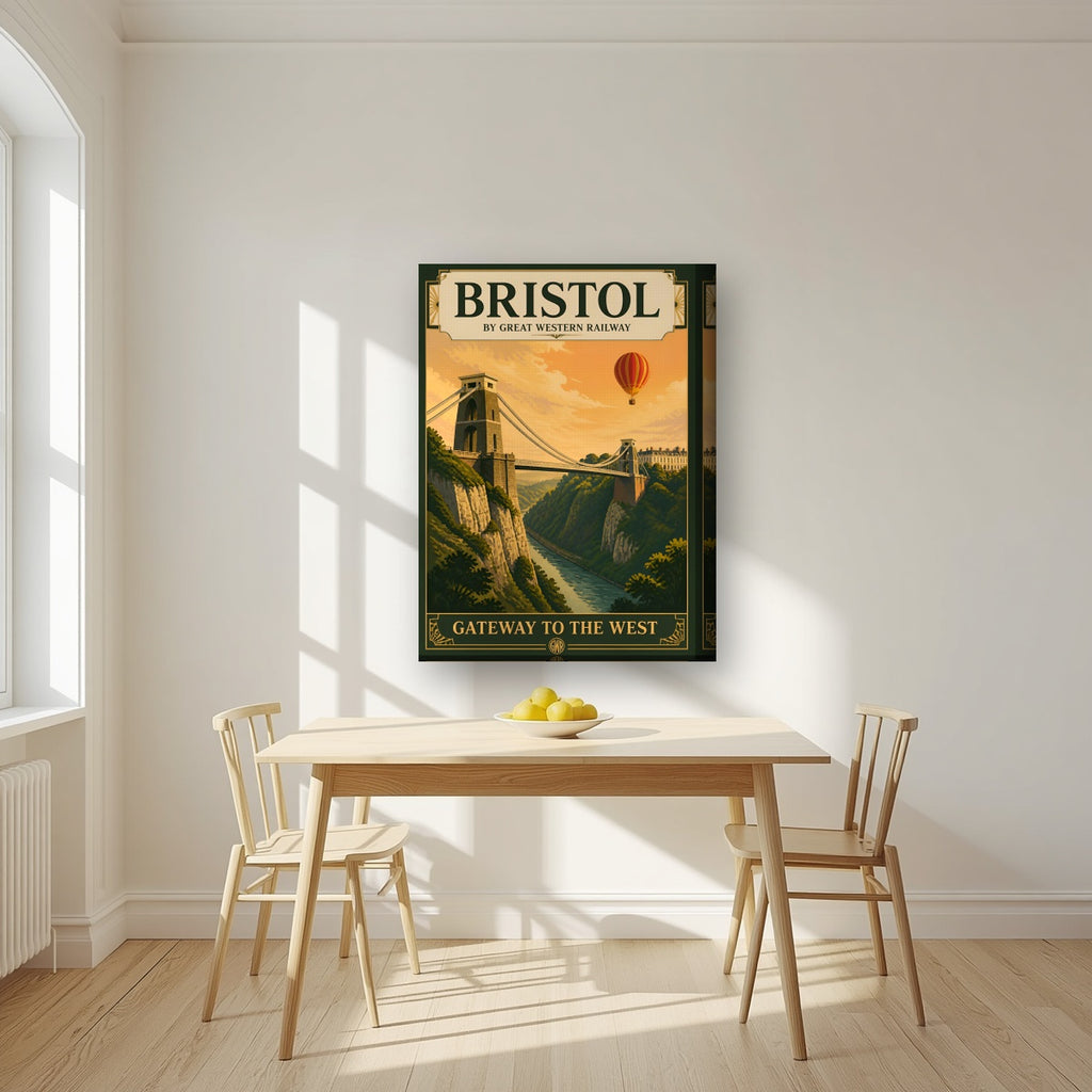 Gateway to the West on a thick-edge canvas, above a dining table in a bright kitchen
