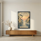 The Avon Gorge in a black frame, above a walnut sideboard in a living room