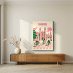 Bicycles At Trinity — Cambridge art print, on thick canvas, styled in a living room