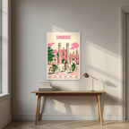 Bicycles At Trinity — Cambridge art print, unframed poster, styled in a desk