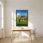 Castle Hill — Cambridge art print, in a black frame, styled in a kitchen