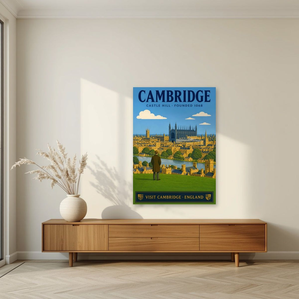 Castle Hill — Cambridge art print, unframed poster, styled in a living room