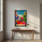 Forty Acres — Cambridge art print, in a black frame, styled in a desk
