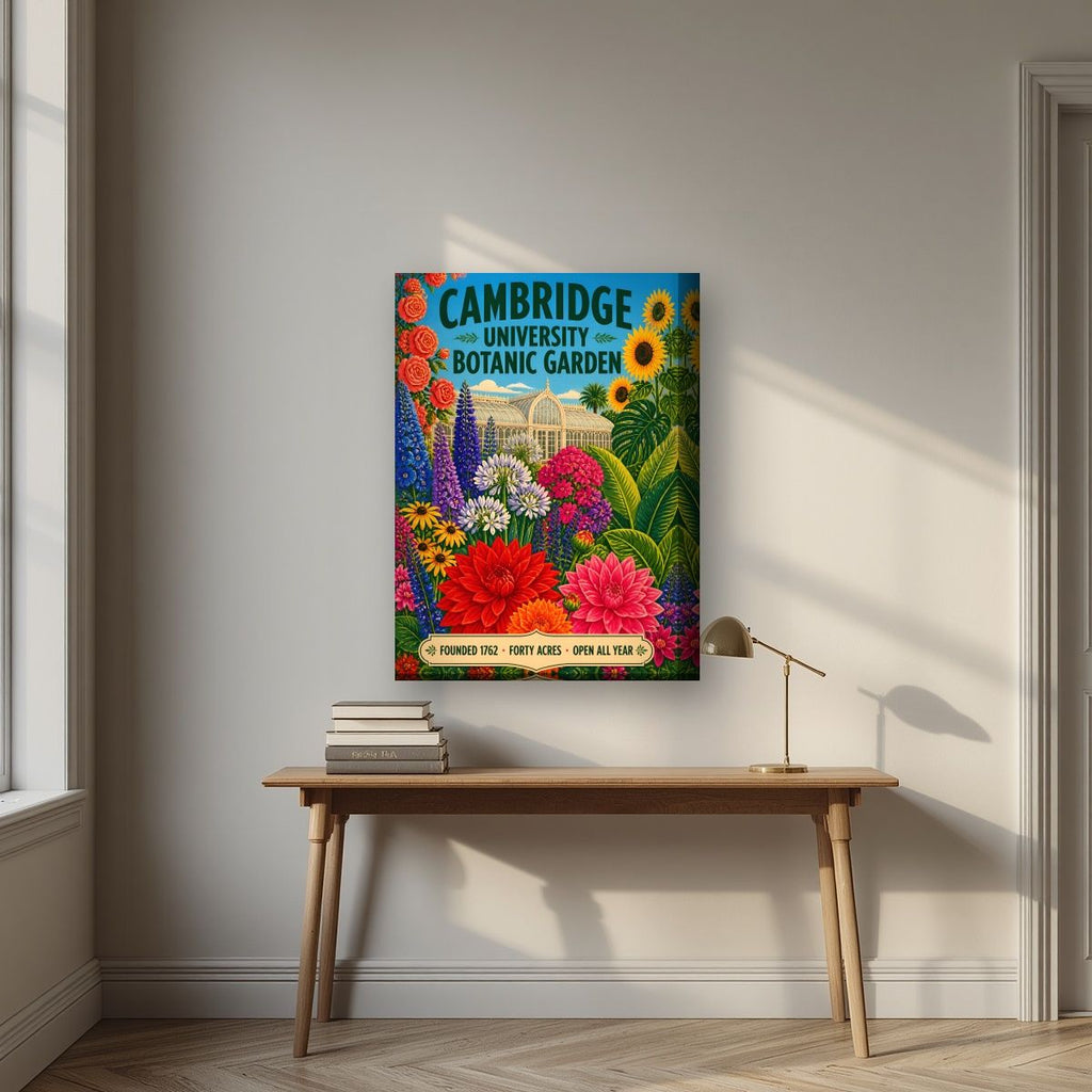 Forty Acres — Cambridge art print, on thick canvas, styled in a desk