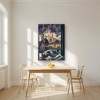 Wisteria And Wave — Cambridge art print, on slim canvas, styled in a kitchen
