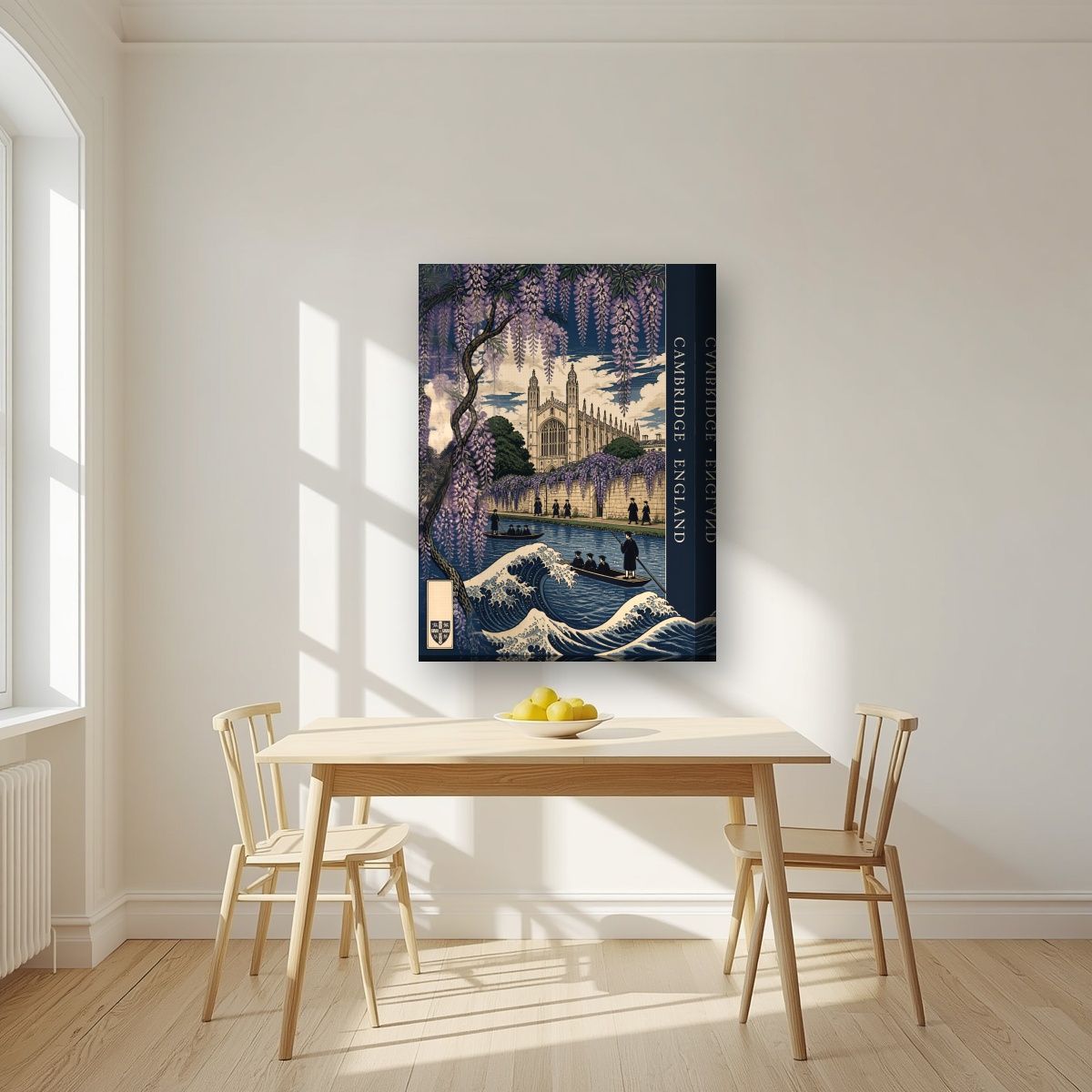 Wisteria And Wave — Cambridge art print, on thick canvas, styled in a kitchen