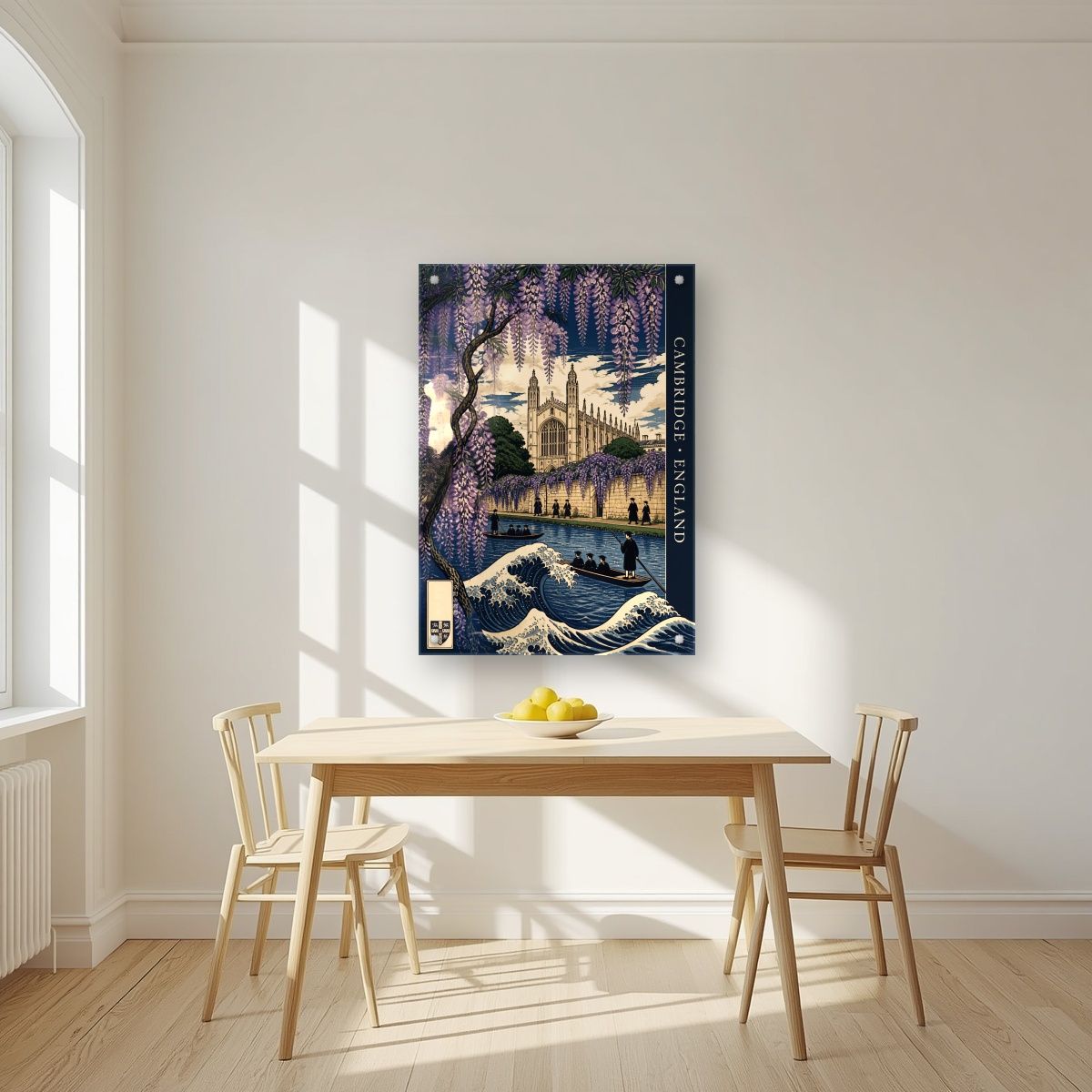 Wisteria And Wave — Cambridge art print, as an acrylic print, styled in a kitchen