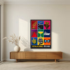 Festival de Cannes — Cannes art print, in a black frame, styled in a living room